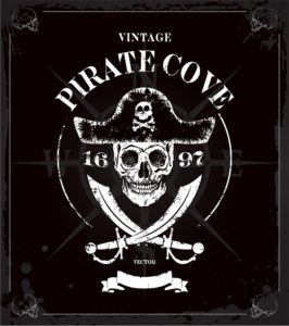 Vintage vector pirates skull frame background