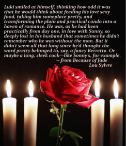 Red rose and few lighting candles on dark background